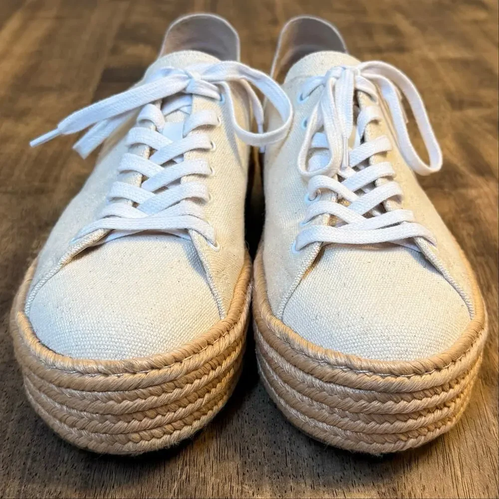 Schutz Clover Espadrille Platform Sneakers Lace Up Canvas Brazil Made Women 10B